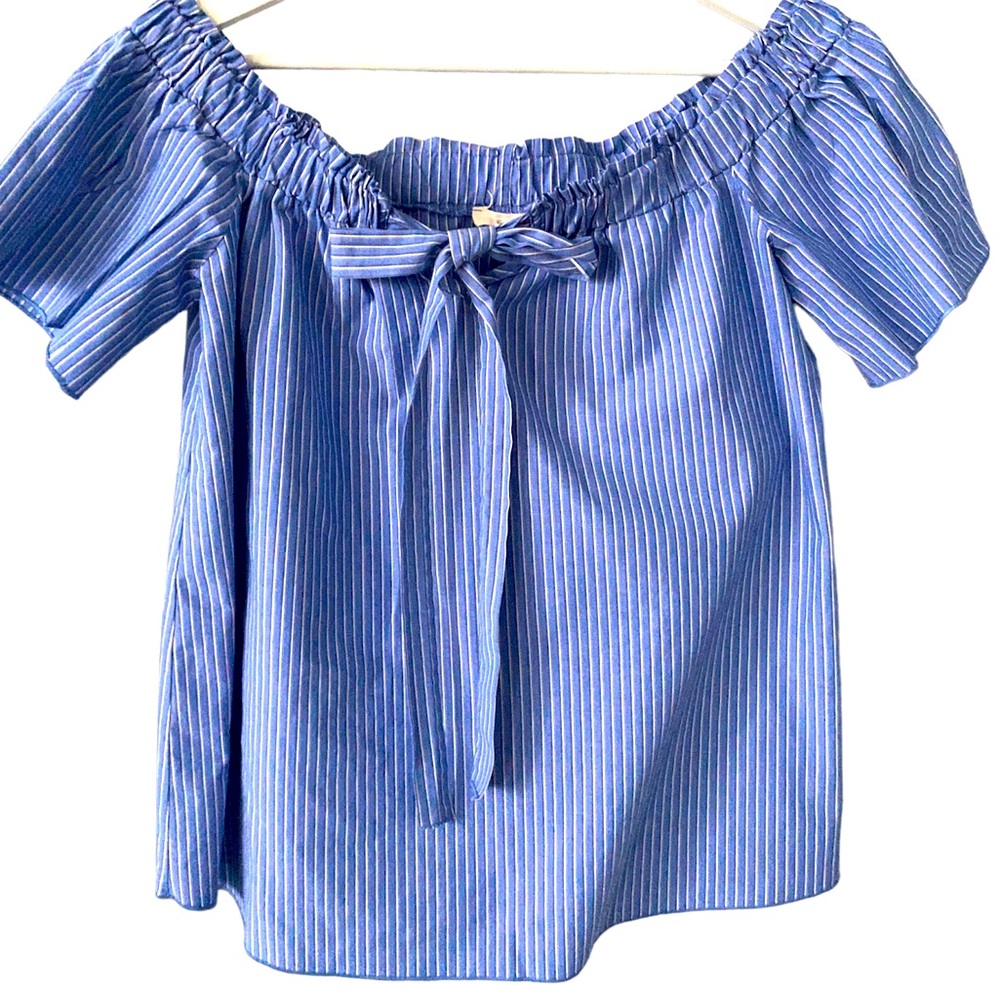 E & M Women Blouse Striped Off the Shoulder Tops for Women Size M